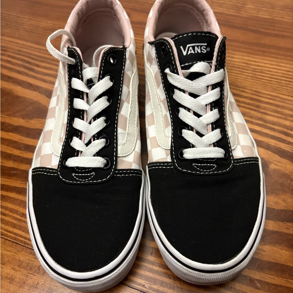 Women’s Vans Black and Pink Checkered Sneakers
